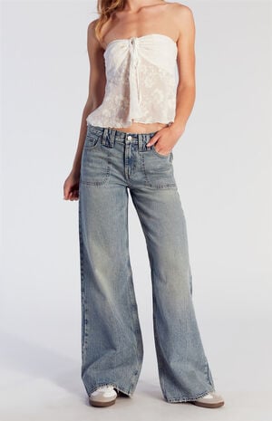 Lena Low Rise Super Baggy Jeans Light Indigo Tinted Lena Low Rise Super Baggy Jeans Light Indigo Tinted image number 2