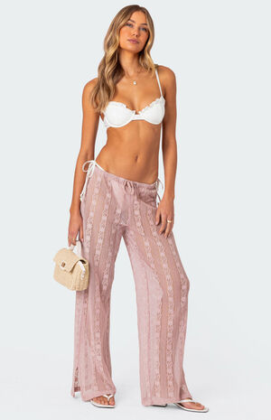 Embroidered Sheer Lace Pants image number 3