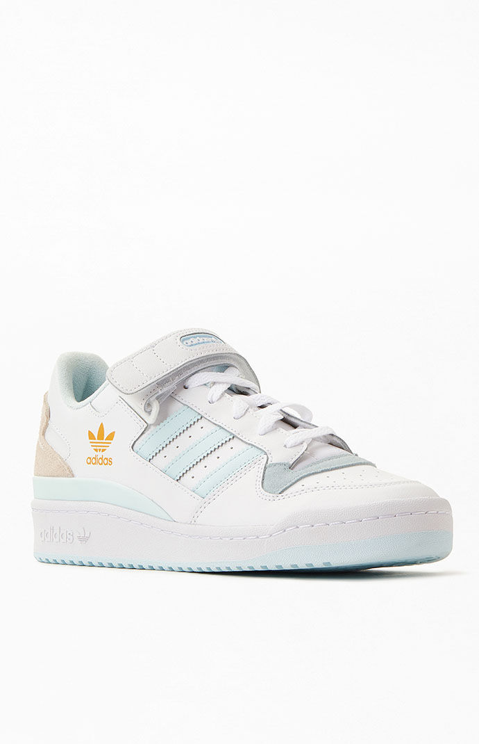 adidas White \u0026 Light Blue Forum Low Shoes | PacSun