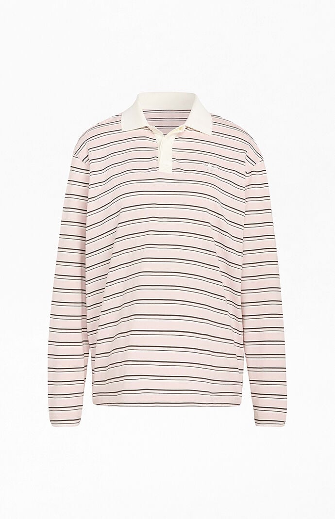 adidas Striped Long Sleeve Oversized Polo Shirt