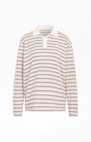 Striped Long Sleeve Oversized Polo Shirt image number 1