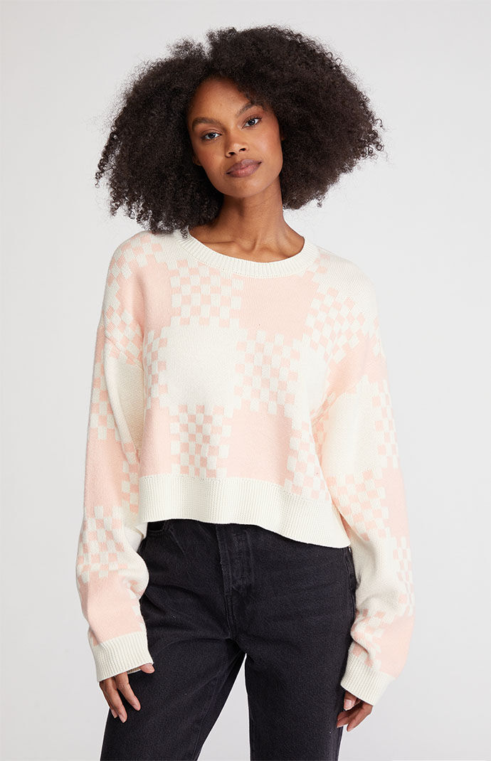La Hearts Women's Cherry Blossom Sweater in Pink - Size Xs