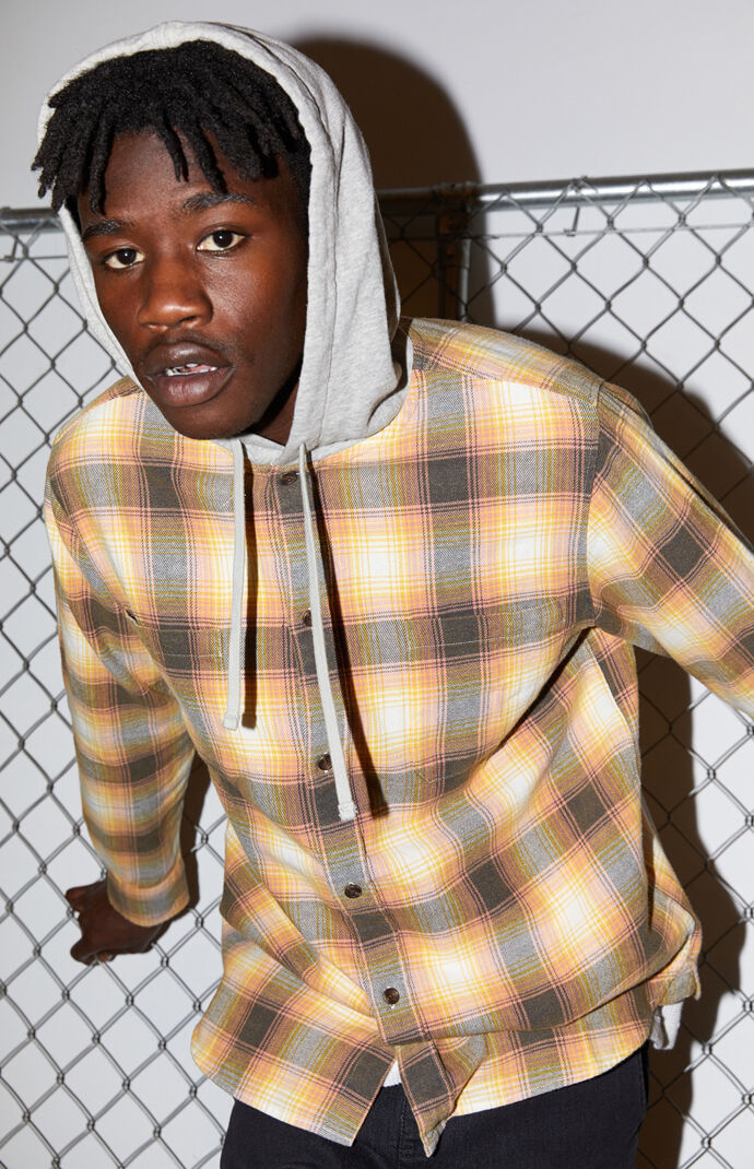 Hooded Plaid Flannel Shirt