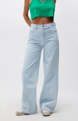 Eco Light Blue High Waisted Baggy Jeans image number 1