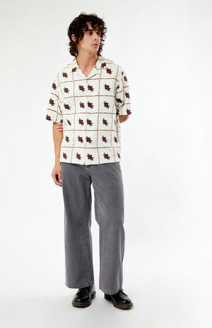 Floral Embroidered Oversized Camp Shirt image number 4