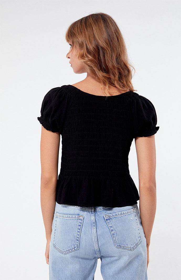 LA Hearts Short Sleeve V-Neck Babydoll Top | PacSun