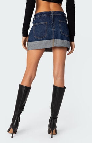 Off Duty Folded Denim Mini Skirt image number 4