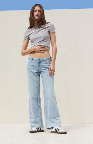 Light Indigo Low Rise Girlfriend Carpenter Jeans image number 1
