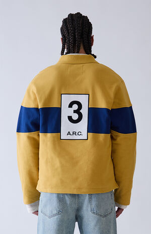 Yellow Long Sleeve Rugby Polo Shirt image number 4