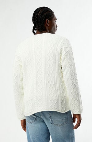 Cream Nuwave Cable Knit Crew Neck Sweater image number 5