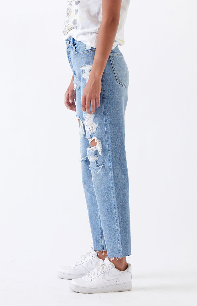 white high waisted straight leg jeans