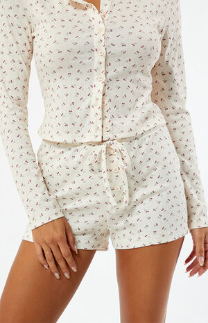 Floral Tie Front Knit Shorts image number 2