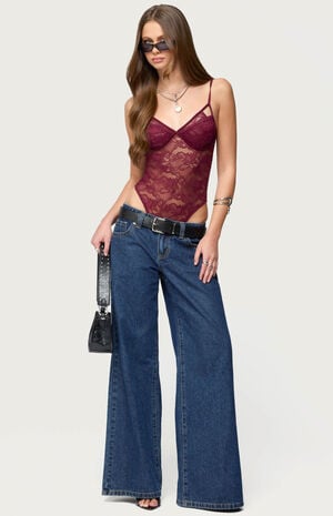 Strappy Sheer Lace Bodysuit image number 5