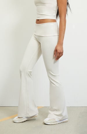 PAC WHISPER Active Ivory Fold-Over Waistband Flare Yoga Pants image number 4