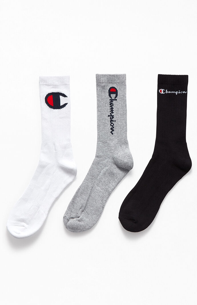 Three Pack Multi Logo Crew Socks