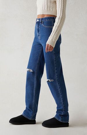 Dark Indigo Ripped '90s Boyfriend Jeans image number 4