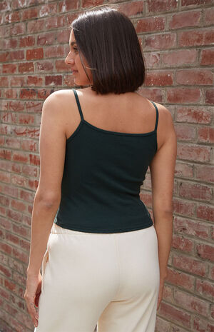 Green Ruffle Trim Tank Top image number 4