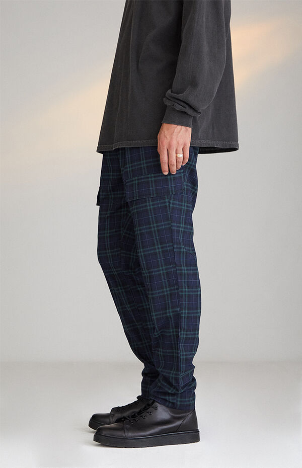 Navy Slim Plaid Pants
