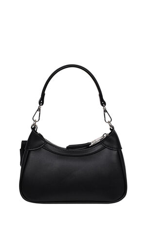 Black Trapunto Logo Zip Top Hobo Bag image number 6