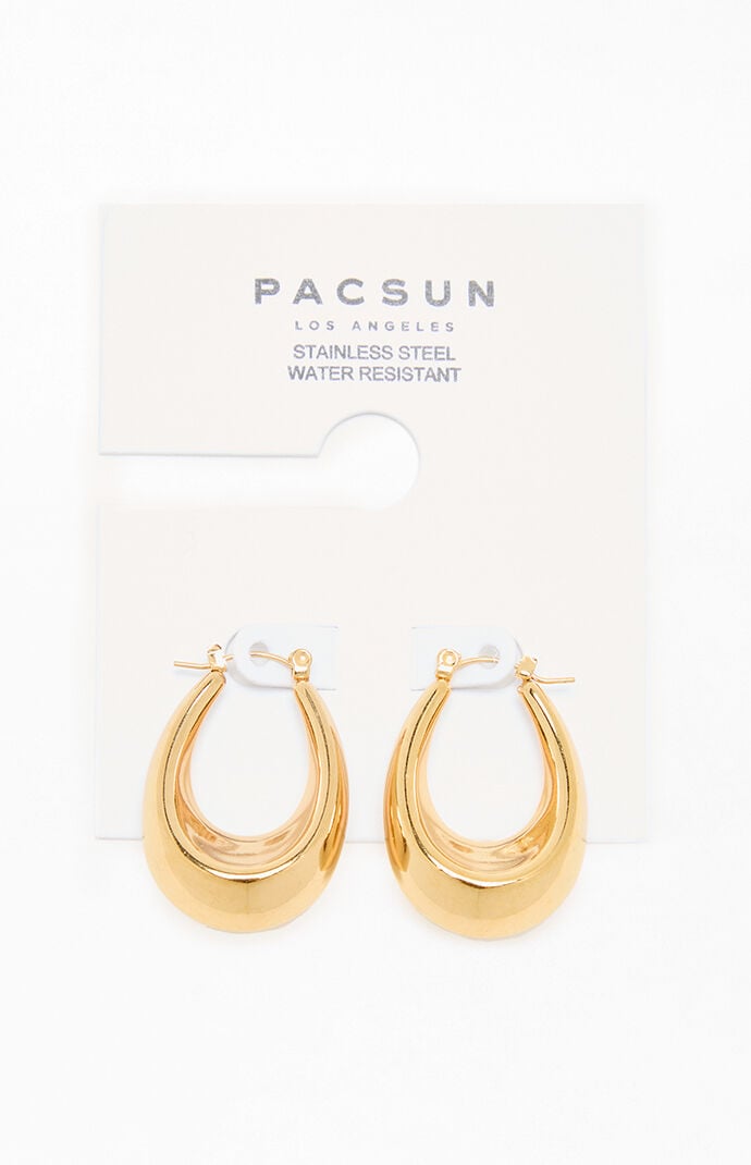 Pacsun Gold Cleo Oval Hoop Earrings