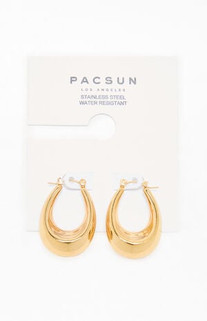 Gold Cleo Oval Hoop Earrings image number 1