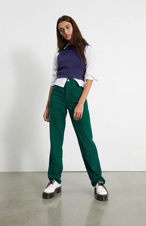 Green Corduroy Dad Jeans image number 2