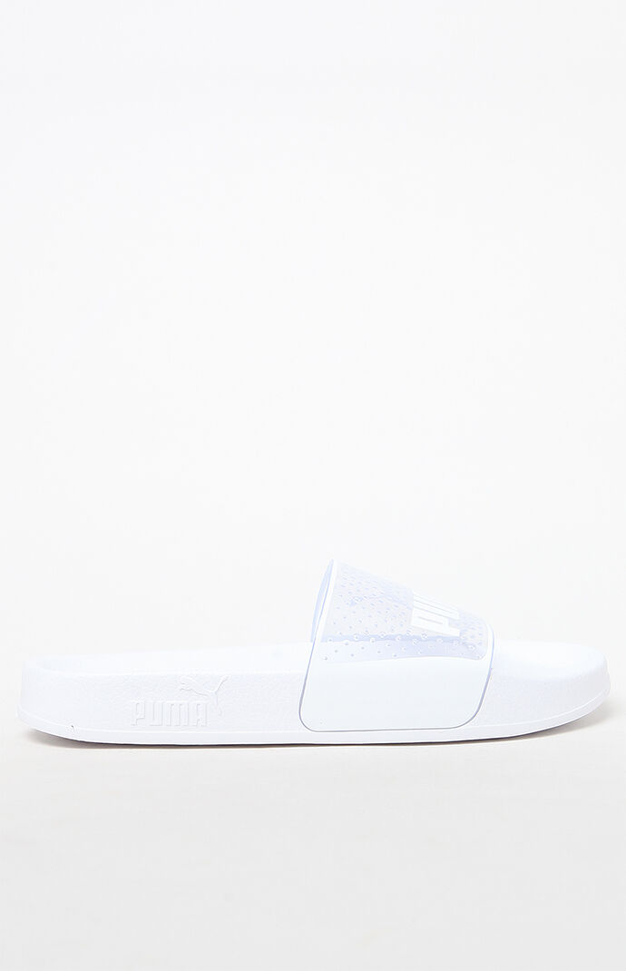 clear and white leadcat jelly puma slides