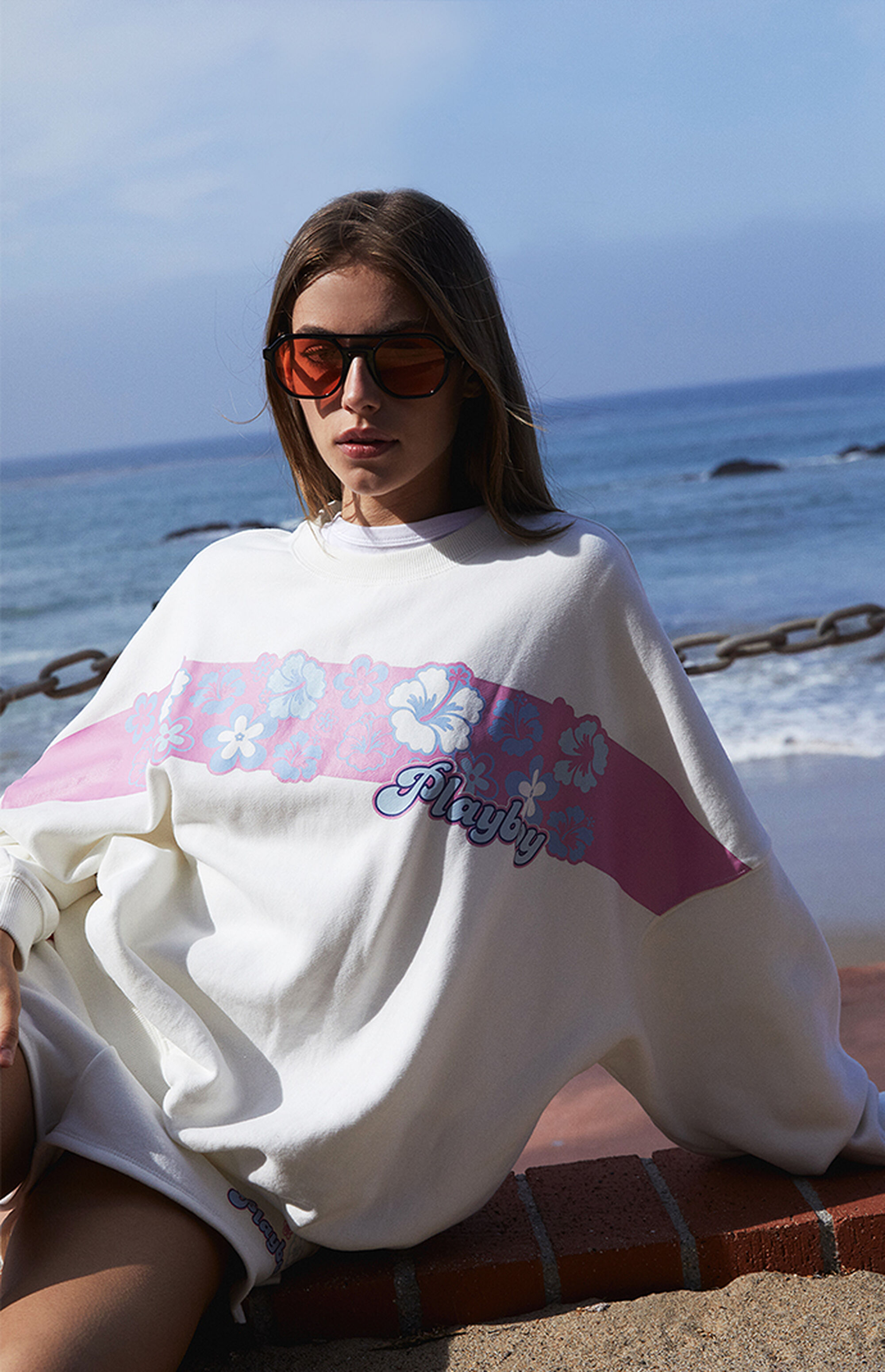 Playboy By PacSun Coconut Girl Crew Neck Sweatshirt PacSun