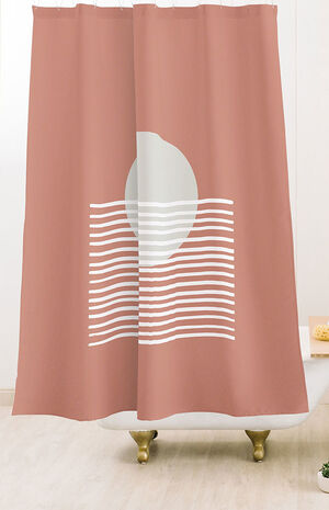 Beige Circle Shower Curtain image number 2