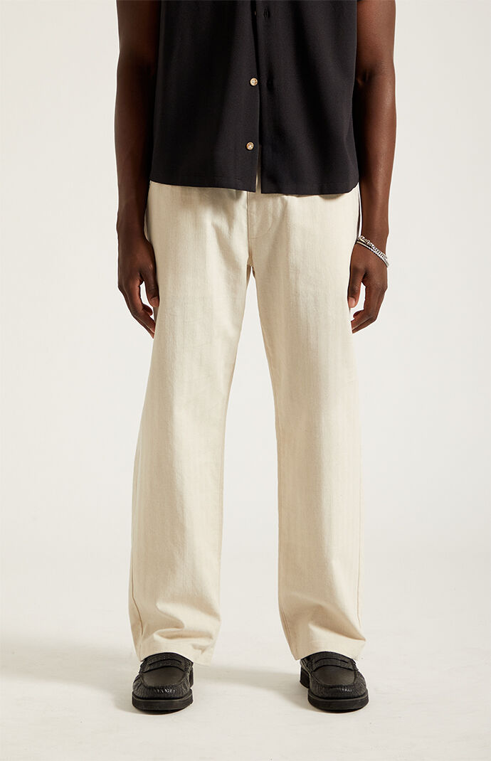 Pacsun Cream Straight Leg Linen Pants