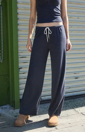 Blue & Black Striped Anastasia Baggy Sweatpants image number 1