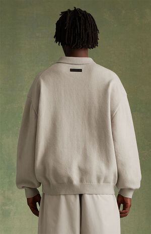 Silver Cloud Knit Polo Sweater image number 3