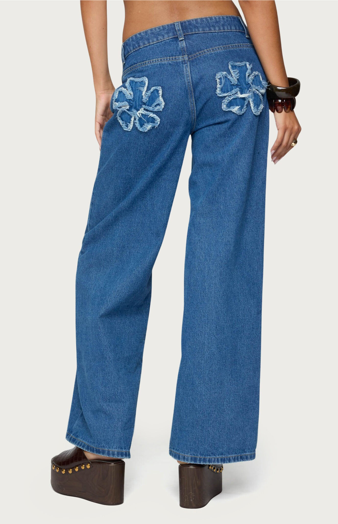 Edikted Flower Patch Low Rise Jeans