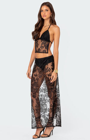 Bess Sheer Lace Maxi Skirt image number 3