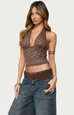 Jackie Stud & Grommet Halter Top image number 2