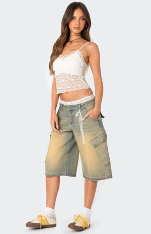 Layered Sheer Lace Tank Top image number 4