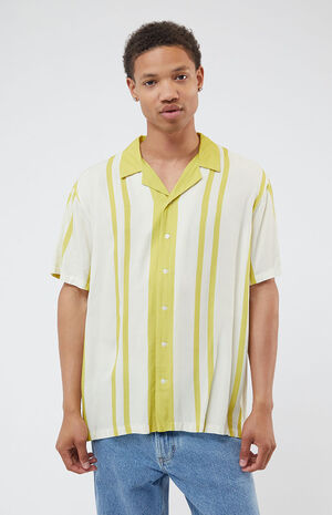 Gold Nouveau Stripe Woven Camp Shirt image number 1