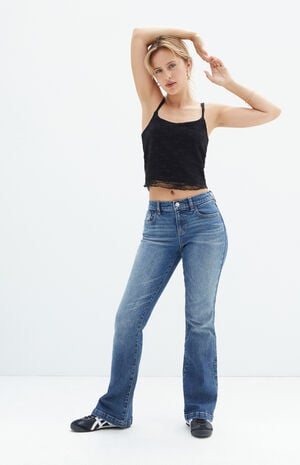 Stretch Dark Indigo Low Rise Bootcut Jeans image number 1