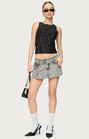 Vintage Washed Denim Mini Skort image number 5