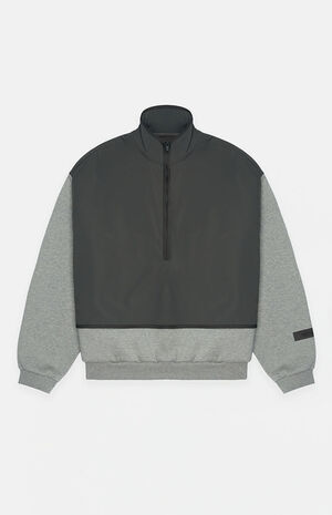 Dark Heather Oatmeal Ink Nylon Fleece Mock Neck Sweatshirt image number 6