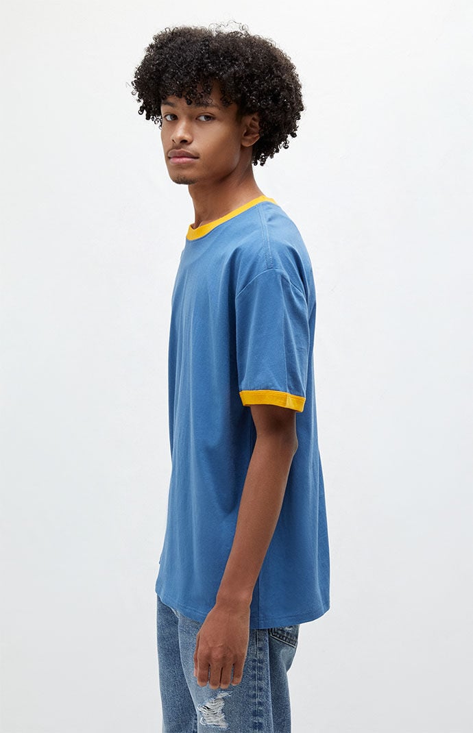 Blue yellow shirt top