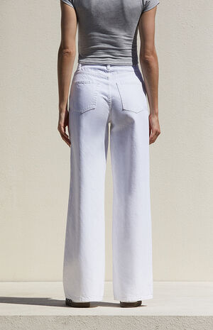 White V-Dip Low Rose Wide Leg Jeans image number 4