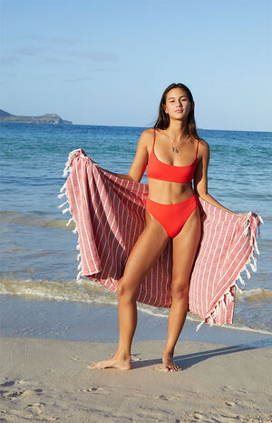 Eco Red Dixie High Waisted Skimpy Bikini Bottom image number 1