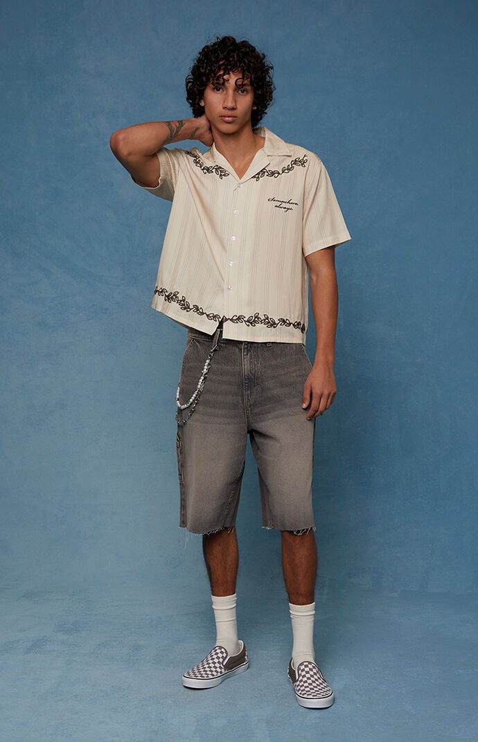 Pacsun Harrison Cutoff Baggy Carpenter Denim Shorts Brown