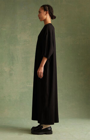 Women's Jet Black 3/4 Sleeve T-Shirt Dress image number 2