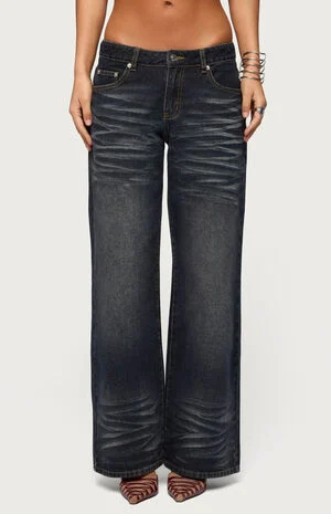 Magda Acid Wash Low Rise Baggy Jeans image number 1