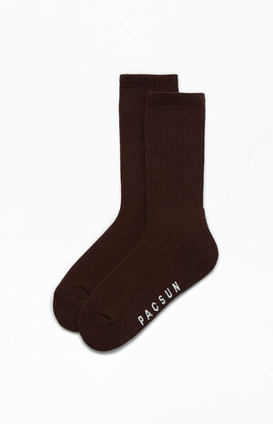 Eco Brown Basic Crew Socks image number 1