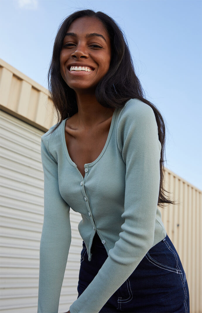 John Galt Olive Zelly Long Sleeve Top | PacSun