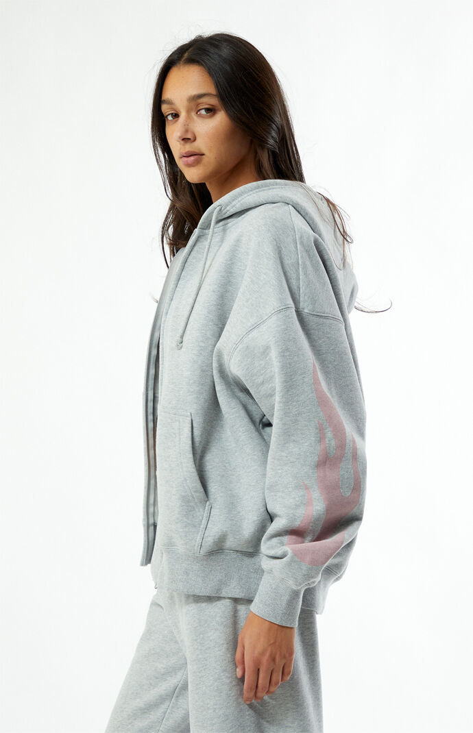 Pacsun Pink Flames Full Zip Hoodie | Pacsun