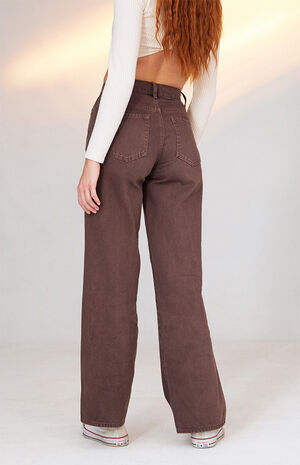 Bark Brown High Waisted Baggy Jeans image number 4